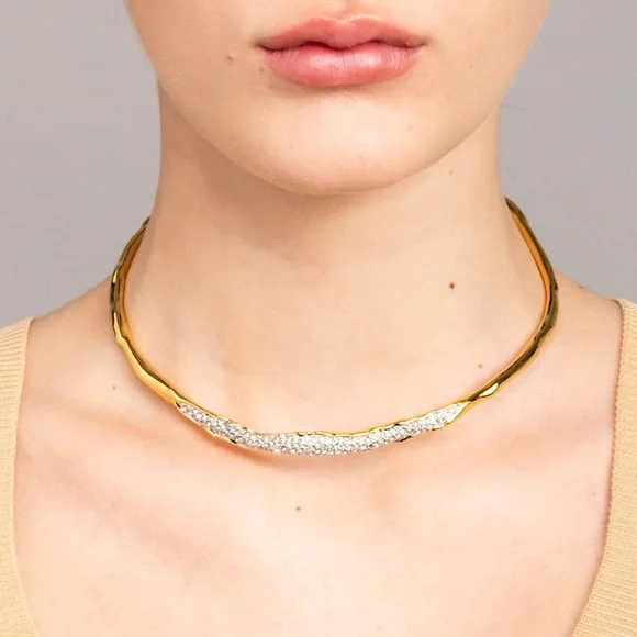 ALEXIS BITTAR • Solanales Gold Crystal Skinny Collar Necklace